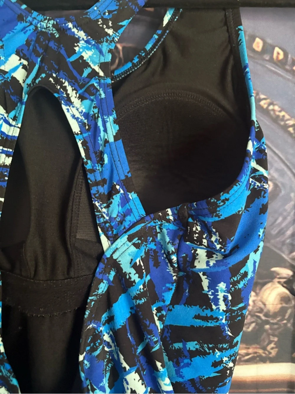 Blue Abstract Print One-Piece Swimsuit - Picture 4 of 10